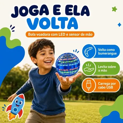 Bola Voadora Boomerang com LED e Sensor de Mão