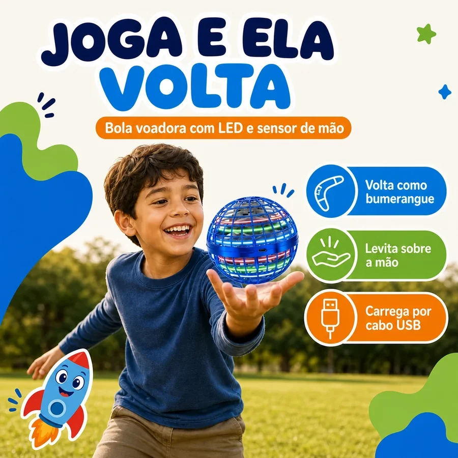Bola Voadora Boomerang com LED e Sensor de Mão — imagem 2