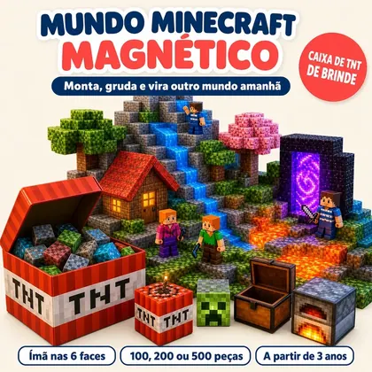 Blocos Magnéticos Minecraft + 10 Bonecos
