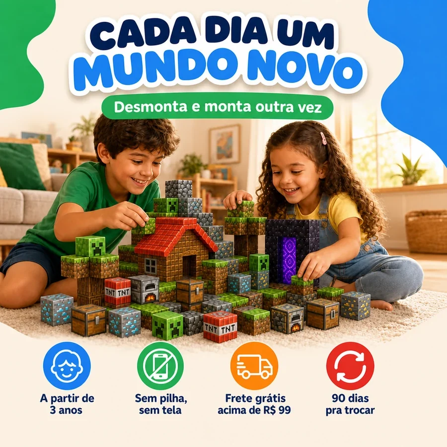 Blocos Magnéticos Minecraft + 10 Bonecos — imagem 11