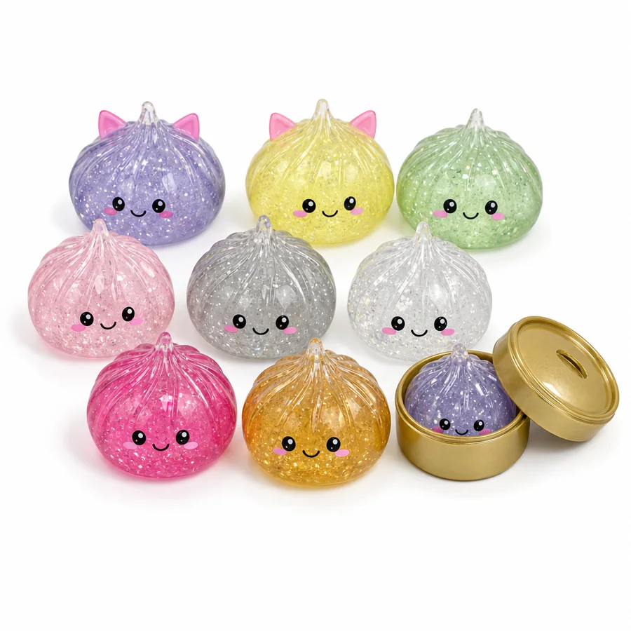 Kit 8 Squishy Surpresa Guioza em Cápsula Dourada — imagem 1