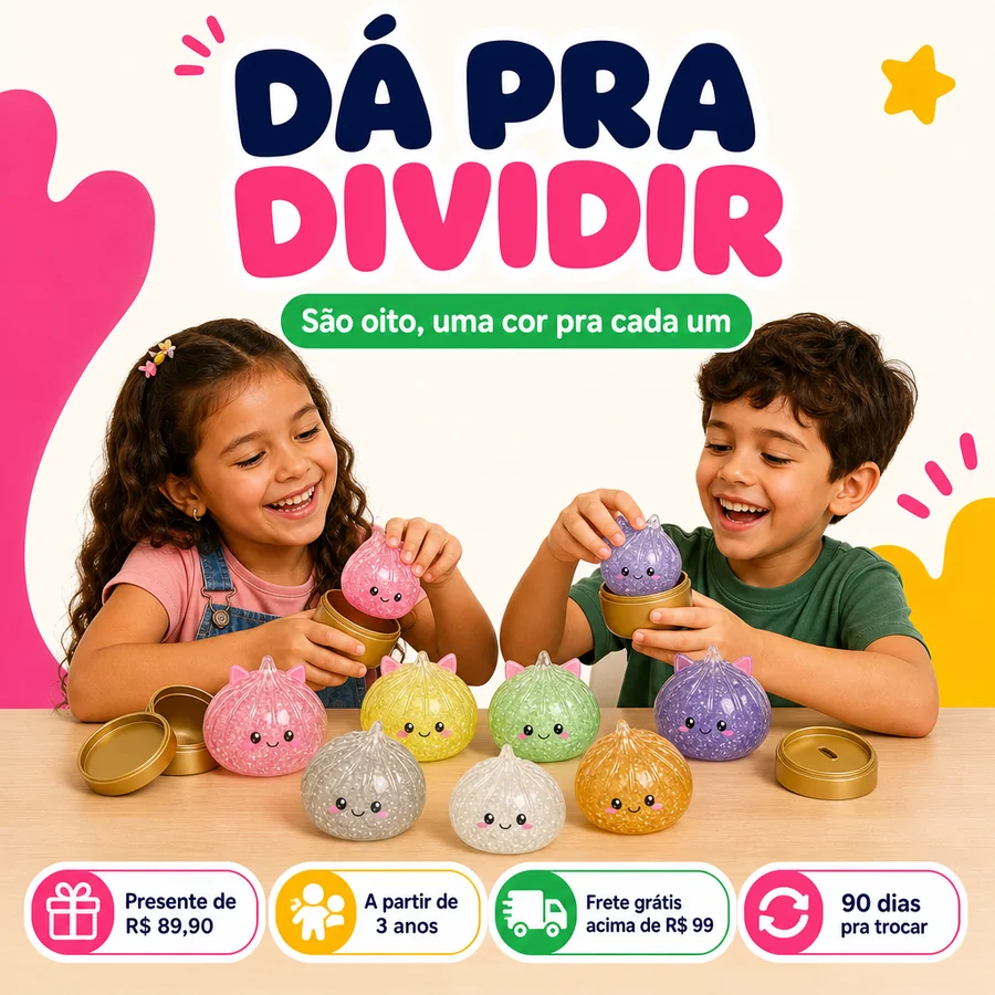 Kit 8 Squishy Surpresa Guioza em Cápsula Dourada — imagem 5