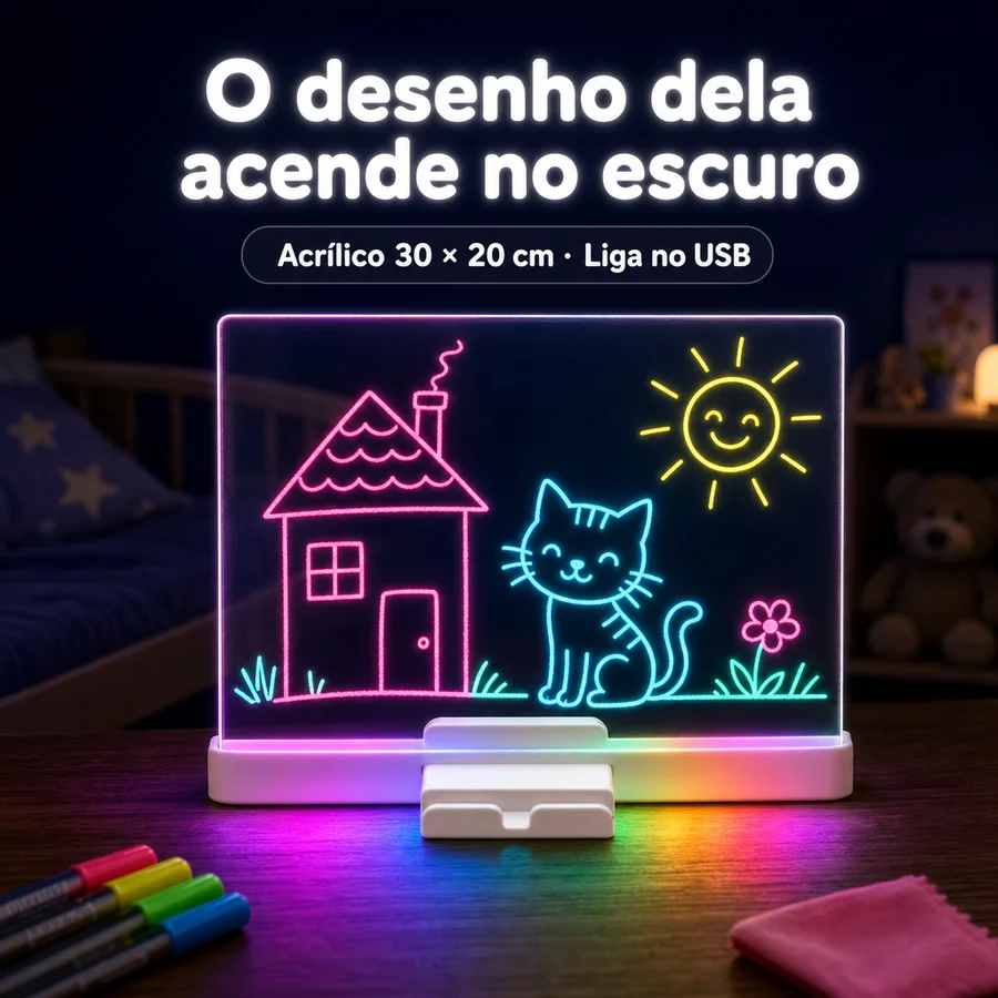 Kit Lousa Mágica LED + Canetinhas Neon — imagem 2