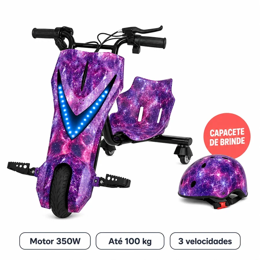 Triciclo Drift Elétrico Infantil 350W + Capacete de Brinde — imagem 5