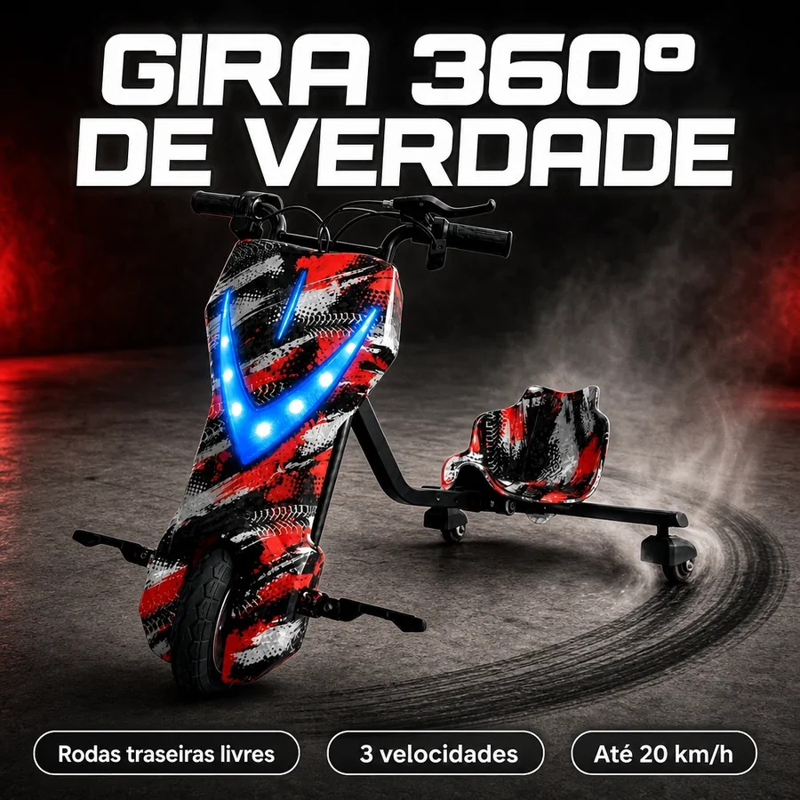 Triciclo Drift Elétrico Infantil 350W + Capacete de Brinde — imagem 20