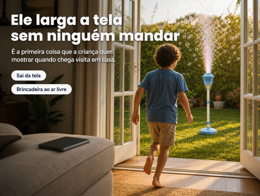 Ele larga a tela sem ninguém mandar: sai da tela, brincadeira ao ar livre