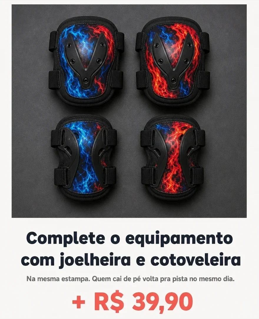 Joelheira e cotoveleira na mesma estampa, por mais R$ 39,90