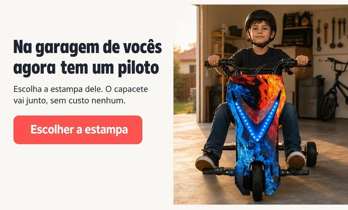Na garagem de vocês agora tem um piloto: escolha a estampa dele e o capacete vai junto