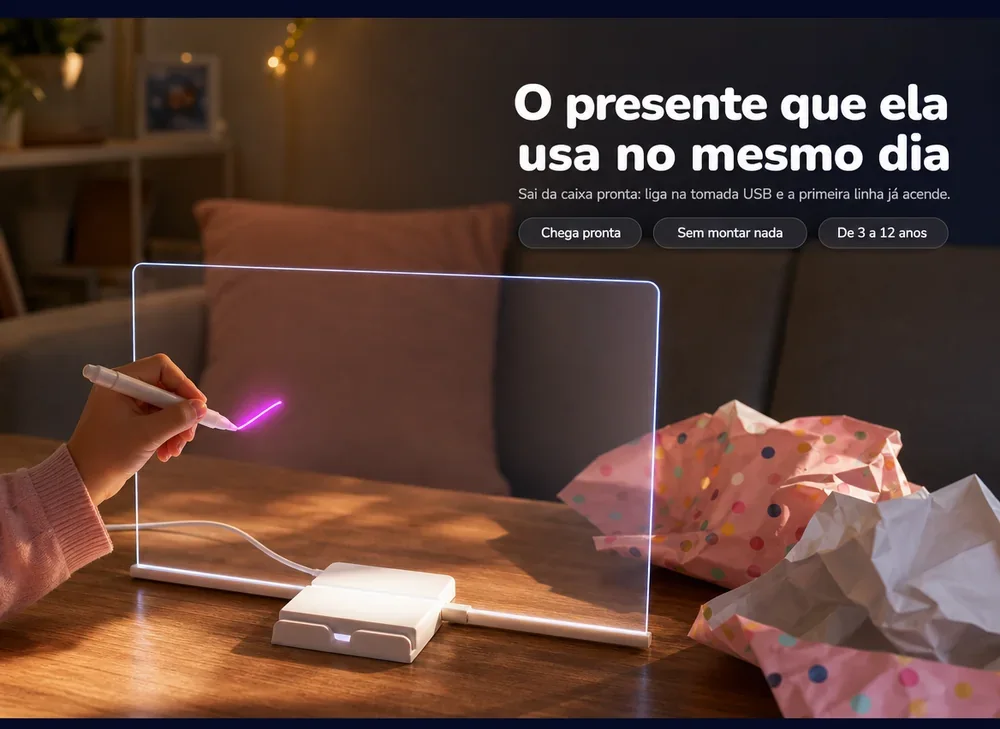 O presente que ela usa no mesmo dia: sai da caixa pronta e liga na tomada USB