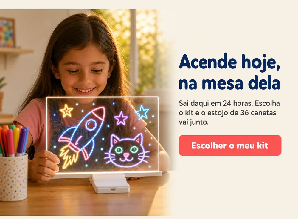 Acende hoje na mesa dela — escolha o kit e o estojo de 36 canetas vai junto