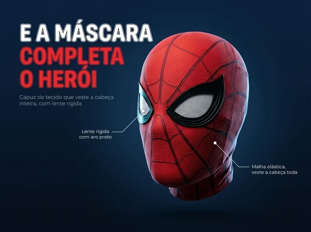 E a máscara completa o herói: capuz de tecido com lente rígida