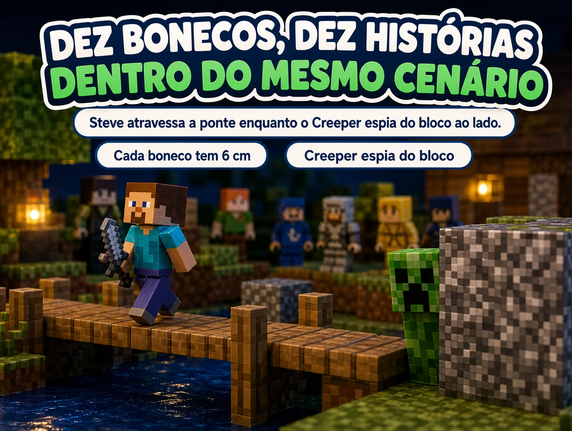 Blocos Magnéticos Minecraft + 10 Bonecos