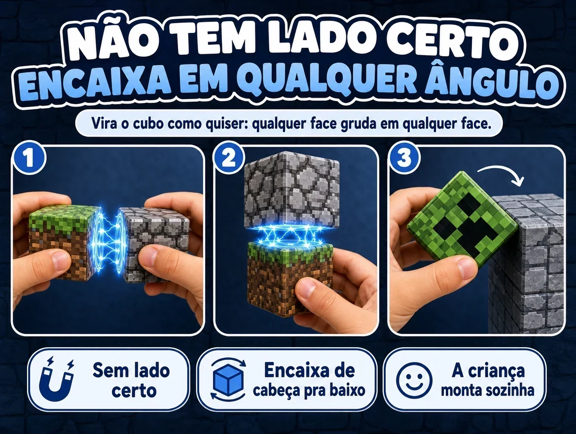 Blocos Magnéticos Minecraft + 10 Bonecos