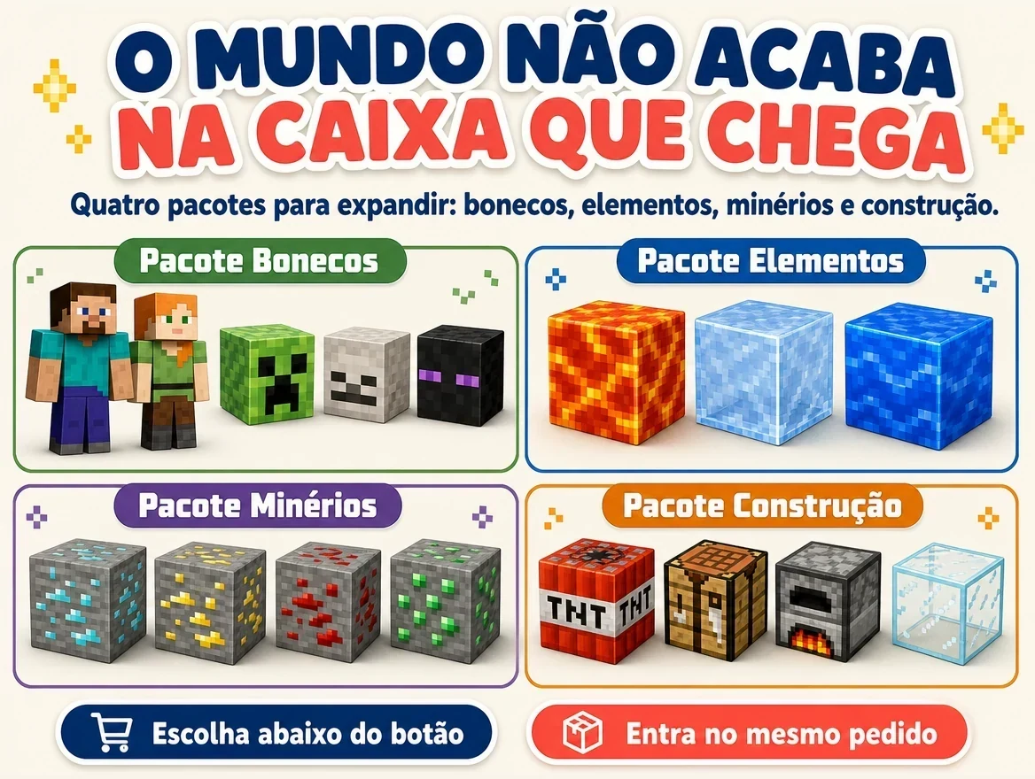 Blocos Magnéticos Minecraft + 10 Bonecos